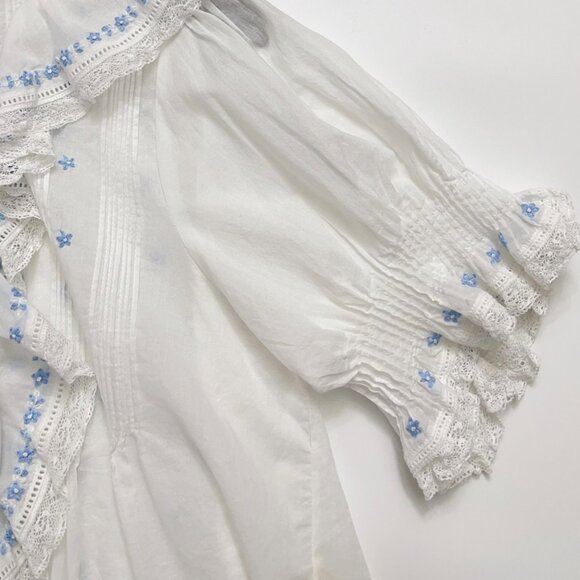 Doen blue embroidered floral shirt - Picture 3 of 9